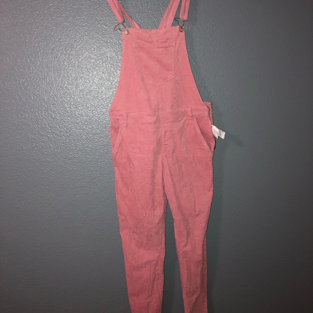 Pink corduroy overalls